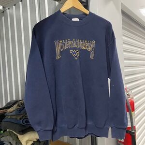 West Virginia Mountaineers Crewneck Sweatshirt Blue Large B-Wear Made in USA